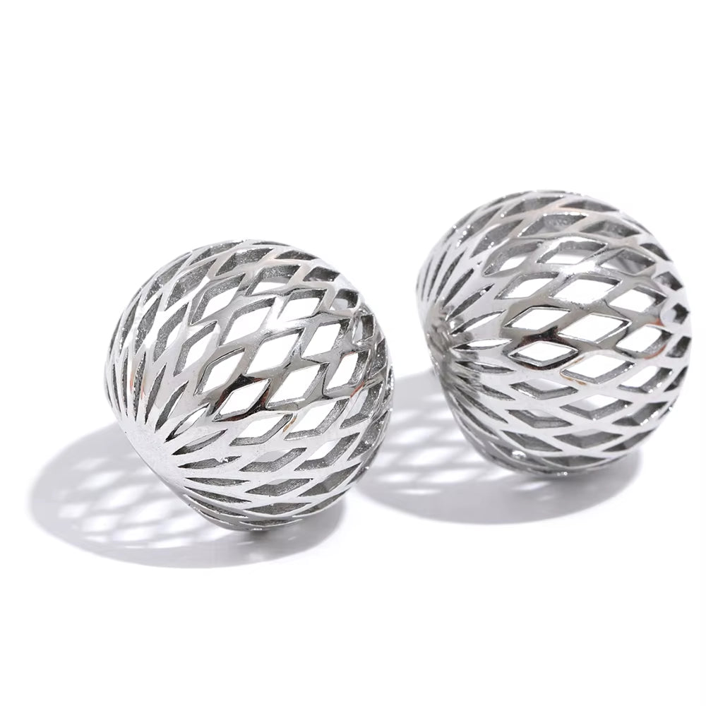 Stainless Steel Geometric Hollow round Earrings Prevent Allergy Gold Silver Color Statement Daily Stylish Jewelry Women