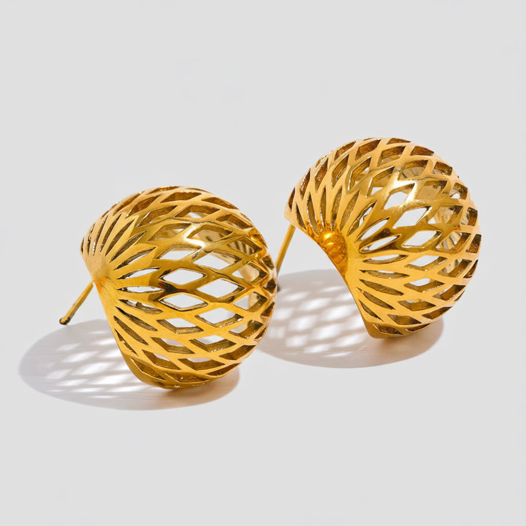 Stainless Steel Geometric Hollow round Earrings Prevent Allergy Gold Silver Color Statement Daily Stylish Jewelry Women