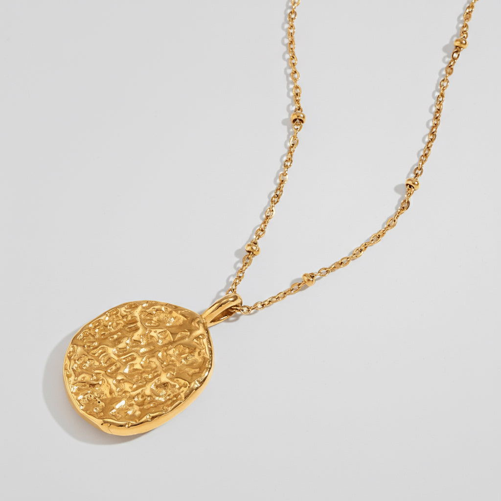 La. Muses Colored Cubic Zirconia Star Moon Texture Pendant Stainless Steel Retro Luxury Necklace Waterproof Jewelry Gift