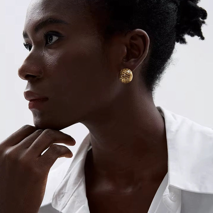 Stainless Steel Geometric Hollow round Earrings Prevent Allergy Gold Silver Color Statement Daily Stylish Jewelry Women