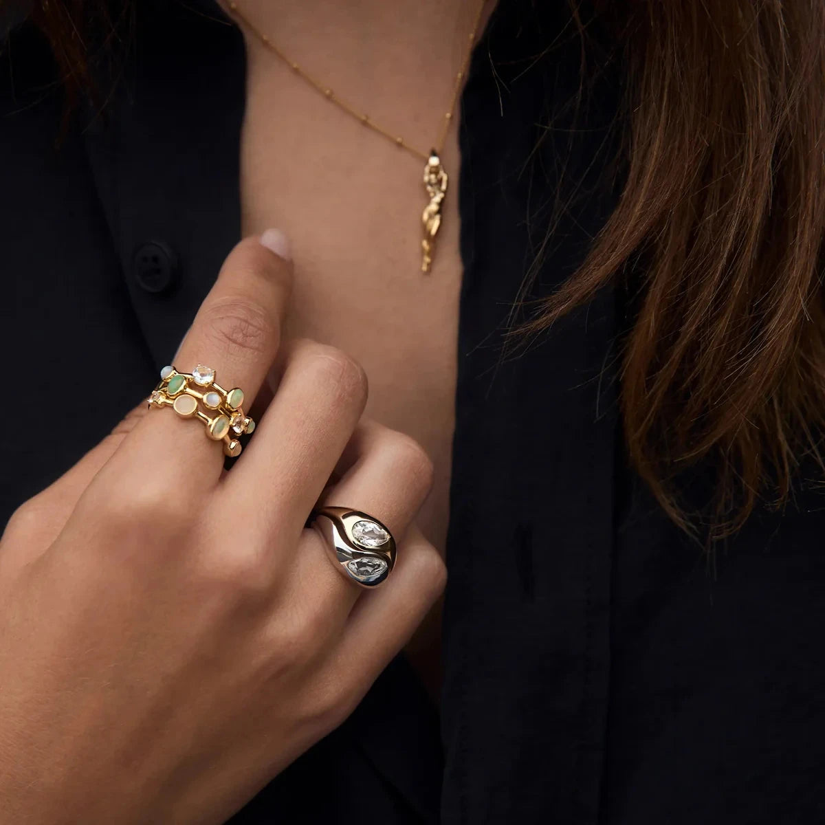 Double Layers Rings Set Women Jewelry Daily Wear Party