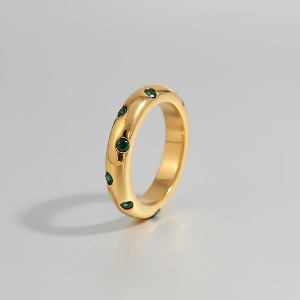 Cubic Zirconia Ring Stainless Steel Women'S Ring 18K Gold Plated Fashion Jewelry Gift