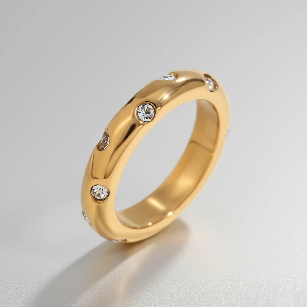 Cubic Zirconia Ring Stainless Steel Women'S Ring 18K Gold Plated Fashion Jewelry Gift