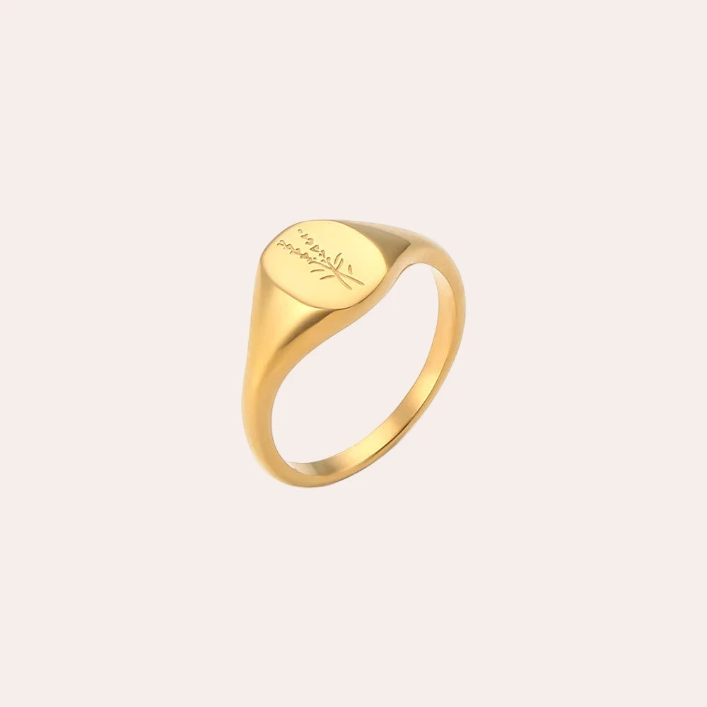 Engraved Wildflower Ring
