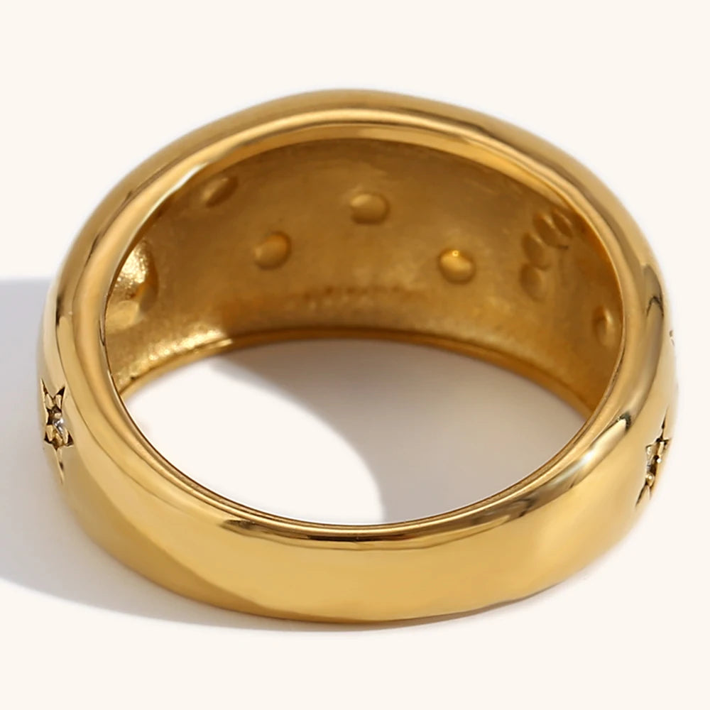 Retro Star Moon Ring Stainless Steel Jewelry Stylish Metal Celestial Women Ring Joyería Acero Inoxidable Mujer Gift New