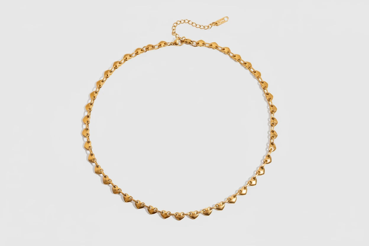 Uworld Simple Classic 18K Gold Color Plated Stainless Steel Heart-Shaped Buckle Necklace Stacked Circular Buckle Necklaces Diffe