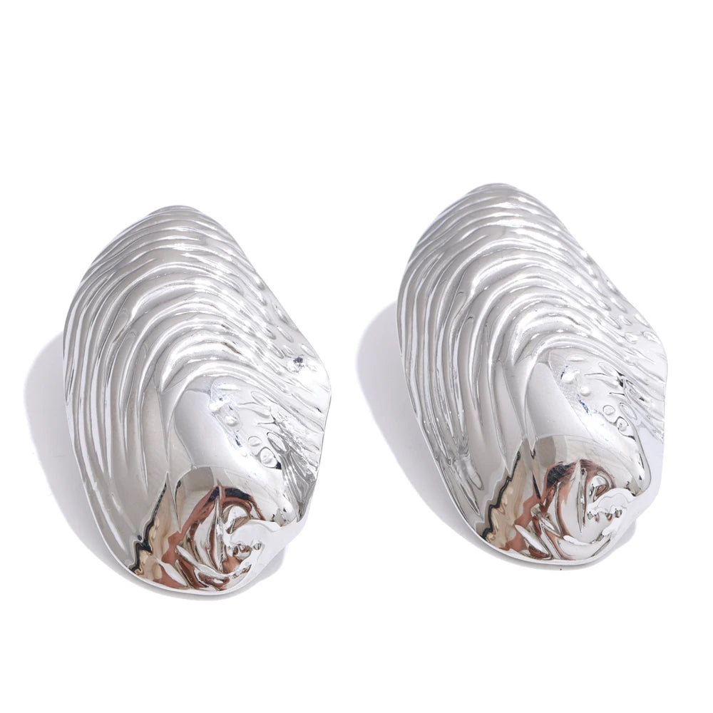 Stainless Steel Statement Gold Color PVD Plated Big Stud Earrings for Women Jewelry Waterproof Charm Fashion Accessories