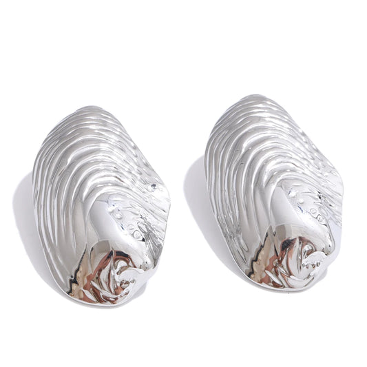 Stainless Steel Statement Gold Color PVD Plated Big Stud Earrings for Women Jewelry Waterproof Charm Fashion Accessories