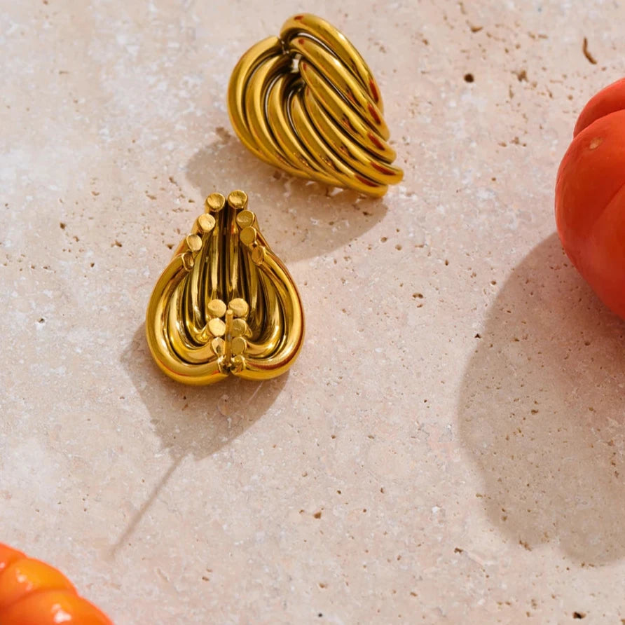 Casting Stainless Steel Geometric Stud Earrings 18K Gold PVD Plated Fashion Daily Statement Waterproof Jewelry Accessory