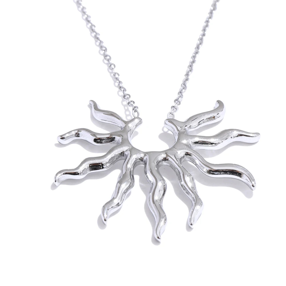 Individualistic Stainless Steel Metal Trendy Sun Pendant Necklace Hot Style Attractive Jewelry Waterproof Accessories Gift