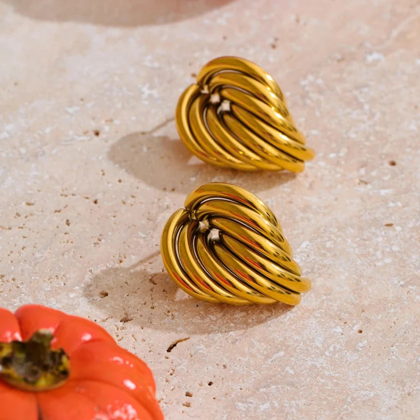 Casting Stainless Steel Geometric Stud Earrings 18K Gold PVD Plated Fashion Daily Statement Waterproof Jewelry Accessory