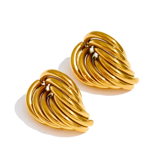 Casting Stainless Steel Geometric Stud Earrings 18K Gold PVD Plated Fashion Daily Statement Waterproof Jewelry Accessory