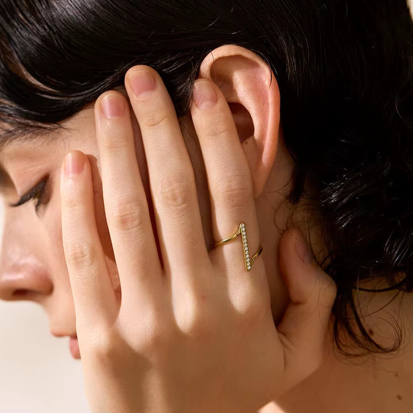 Stylish Unique Stainless Steel Geometric Twisted CZ Chic Ring Delicate Shiny Cubic Zirconia Minimalist Daily Charm Jewelry