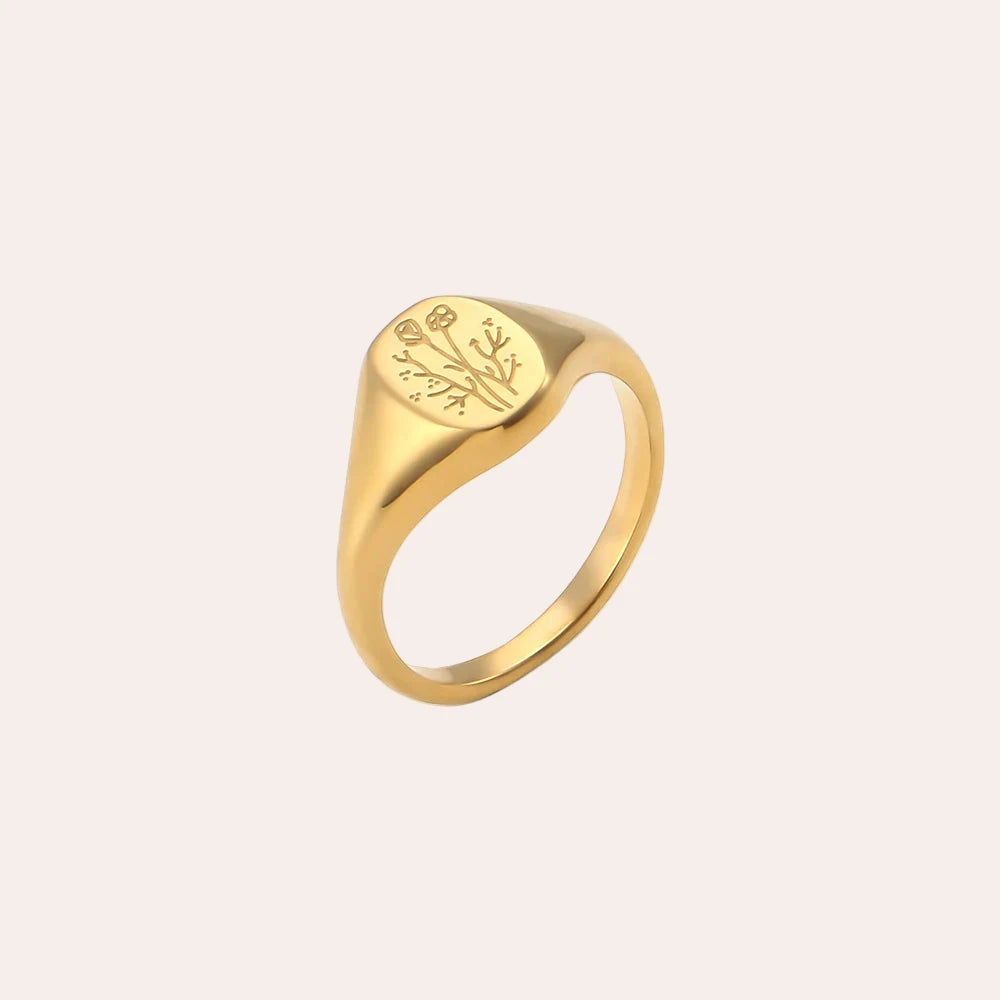 Engraved Wildflower Ring